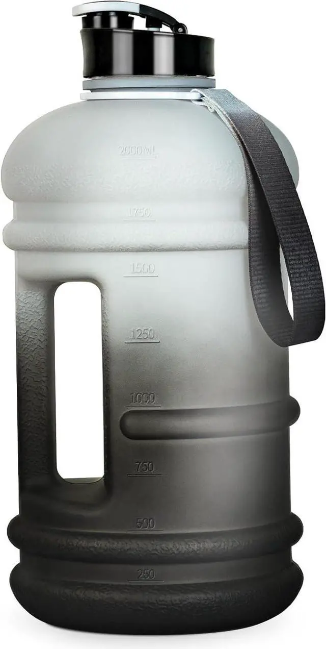 Main image of TOOFEEL 2 Liter Water Bottles - Half Gallon Water Bottle BPA Free - Ideal for Gym, Big Water Jug, Reusable Sports Bottle with Measurements Marked Drink Container - 2.2L 74oz White Black Water Jugs
