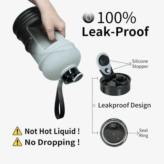 Alt view image 2 of 7 - TOOFEEL 2 Liter Water Bottles - Half Gallon Water Bottle BPA Free - Ideal for Gym, Big Water Jug, Reusable Sports Bottle with Measurements Marked Drink Container - 2.2L 74oz White Black Water Jugs