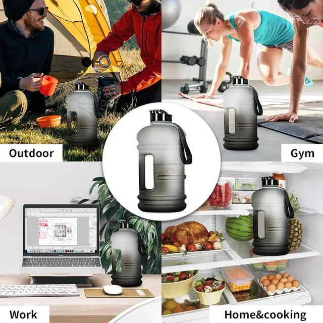 Alt view image 7 of 7 - TOOFEEL 2 Liter Water Bottles - Half Gallon Water Bottle BPA Free - Ideal for Gym, Big Water Jug, Reusable Sports Bottle with Measurements Marked Drink Container - 2.2L 74oz White Black Water Jugs