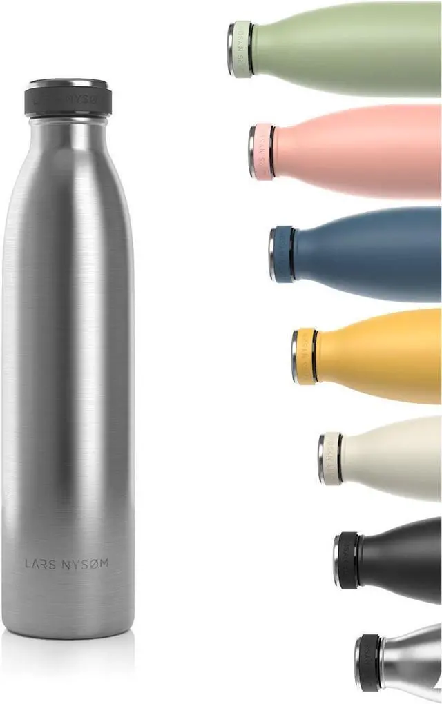 Main image of LARS NYSØM Stainless Steel Insulated Water Bottle 12 oz 17 oz 25 oz 34 oz 51 oz | Insulated Thermo Flask for Hot and Cold Beverages | Leakproof Drinking Bottle (Stainless Steel, 25.4 oz)