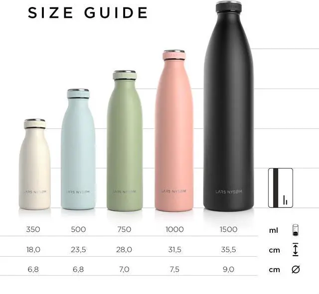 Alt view image 3 of 6 - LARS NYSØM Stainless Steel Insulated Water Bottle 12 oz 17 oz 25 oz 34 oz 51 oz | Insulated Thermo Flask for Hot and Cold Beverages | Leakproof Drinking Bottle (Stainless Steel, 25.4 oz)