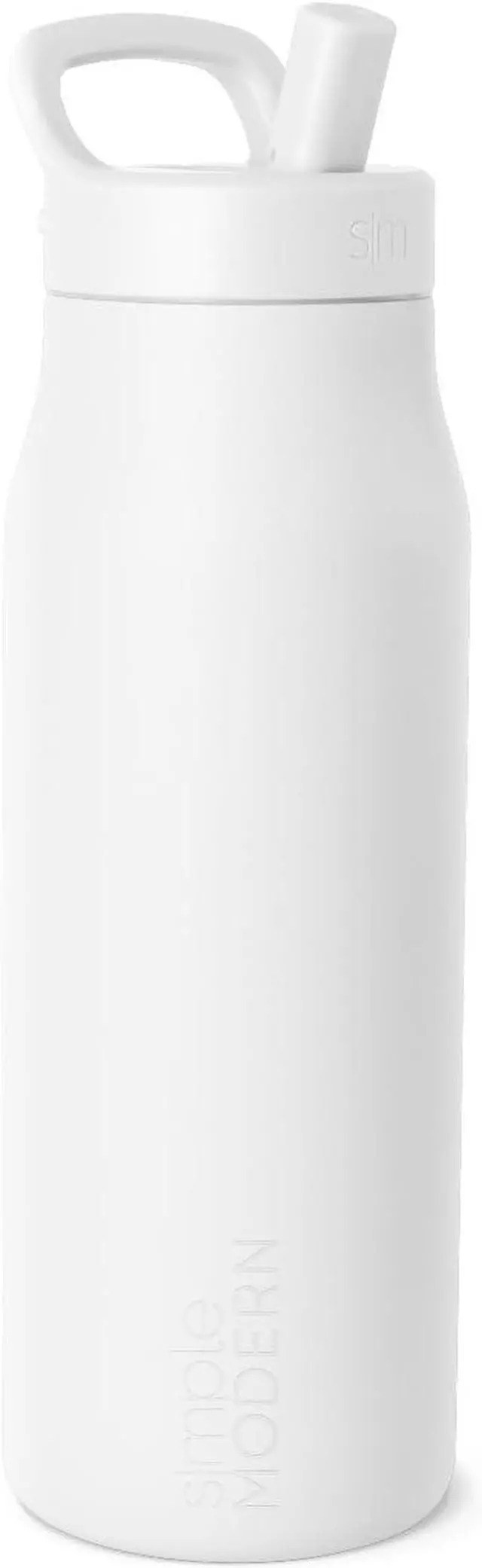 Main image of Simple Modern Water Bottle with Push Button Straw Lid | Ceramic-Lined Insulated Stainless Steel | Travel Water Bottles for Gym & Sports | Leak Proof | Mesa Signature Collection | 34oz, Winter White