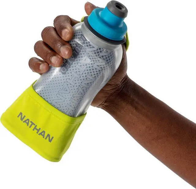Alt view image 4 of 6 - Nathan Running Handheld Water Bottle Adjustable No-Grip Quick Squeeze Lite Hand Strap. 12 oz Insulated Water Bottle. Reflective Hydration