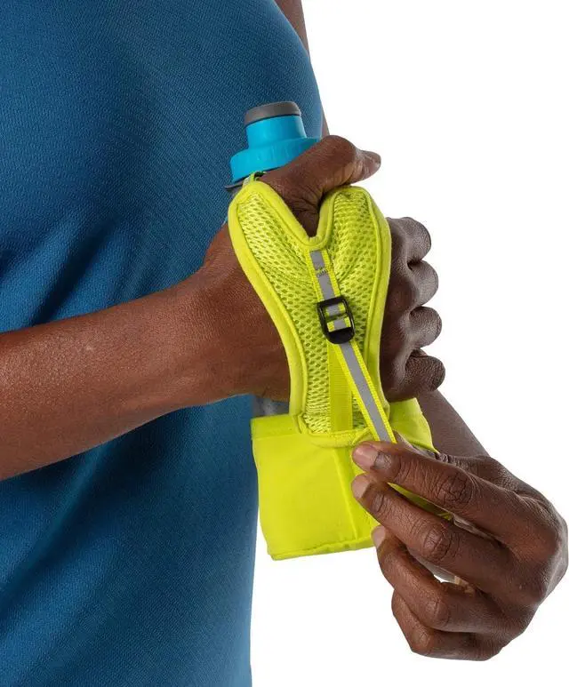 Alt view image 6 of 6 - Nathan Running Handheld Water Bottle Adjustable No-Grip Quick Squeeze Lite Hand Strap. 12 oz Insulated Water Bottle. Reflective Hydration