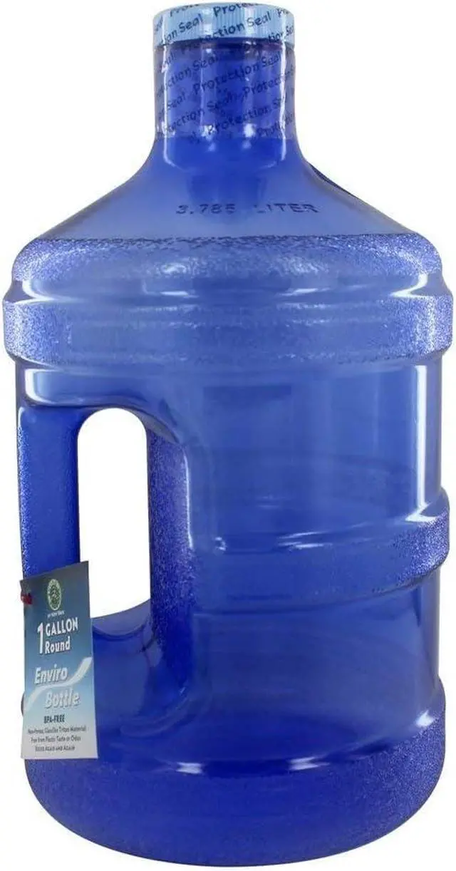 Alt view image 4 of 7 - New Wave Enviro Iconic 1 Gallon BPA Free Water Bottle (Round), Built in Handle and Stainless Steel Cap, 1 Gallon Capacity Bottle, Faint Blue