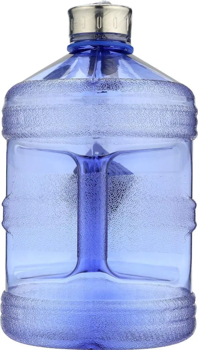 Alt view image 3 of 7 - New Wave Enviro Iconic 1 Gallon BPA Free Water Bottle (Round), Built in Handle and Stainless Steel Cap, 1 Gallon Capacity Bottle, Faint Blue