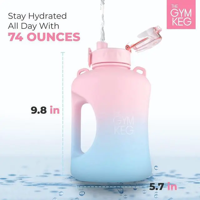 Alt view image 2 of 7 - THE GYM KEG 1 Gallon Water Bottle (128oz) I 3.78l Big Water Jug I 128 oz Sports Bottle with Straw and Motivational Time Markings I Large Reusable Bottle | BPA-Free Plastic I Leakproof