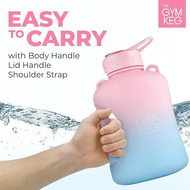 Alt view image 4 of 7 - THE GYM KEG 1 Gallon Water Bottle (128oz) I 3.78l Big Water Jug I 128 oz Sports Bottle with Straw and Motivational Time Markings I Large Reusable Bottle | BPA-Free Plastic I Leakproof