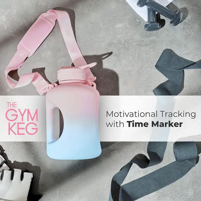 Alt view image 5 of 7 - THE GYM KEG 1 Gallon Water Bottle (128oz) I 3.78l Big Water Jug I 128 oz Sports Bottle with Straw and Motivational Time Markings I Large Reusable Bottle | BPA-Free Plastic I Leakproof