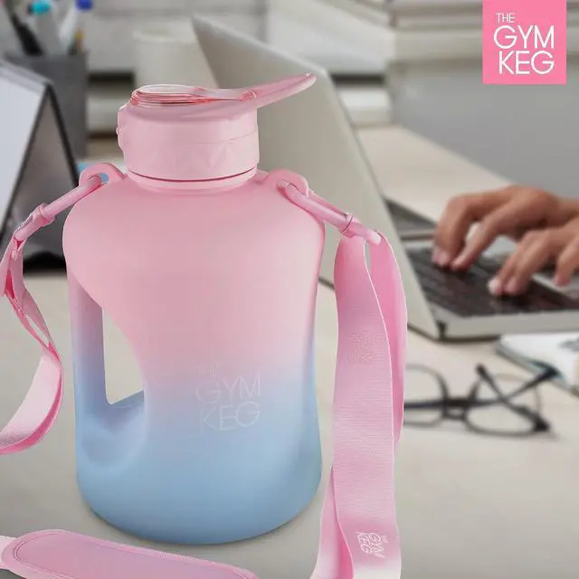 Alt view image 7 of 7 - THE GYM KEG 1 Gallon Water Bottle (128oz) I 3.78l Big Water Jug I 128 oz Sports Bottle with Straw and Motivational Time Markings I Large Reusable Bottle | BPA-Free Plastic I Leakproof