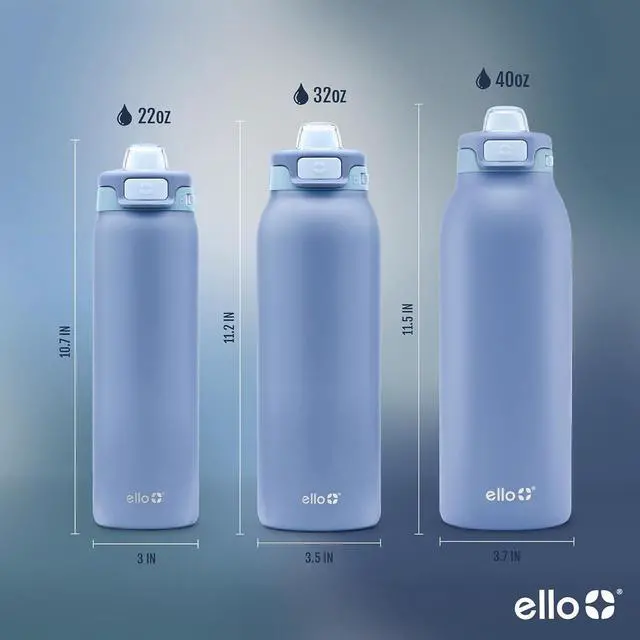 Alt view image 6 of 7 - Ello Pop & Fill Stainless Steel Water Bottle with Quick Fill Technology, Double Walled Vacuum Insulated Metal, Leak Proof Locking Lid, Sip & Chug, BPA Free, Holiday Gift for Him Her, 22oz, 32oz, 40oz