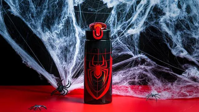 Alt view image 6 of 7 - Zak Designs Marvel Spider-Man Water Bottle For School or Travel, 25 oz Durable Plastic Water Bottle With Straw, Handle, and Leak-Proof, Pop-Up Spout Cover (Spider-Man)