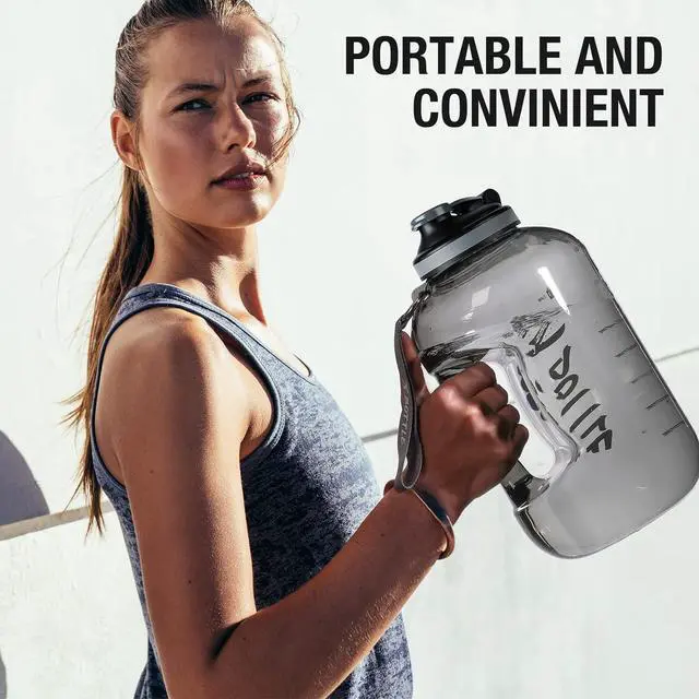 Alt view image 5 of 6 - 1 Gallon Water Bottle with Chug lid, BPA Free Dishwasher Safe 128oz Large Water Bottle with Motivational Time Marker and Handle Leak-proof Big Water Jug for Camping Sports Workouts (chug lid)