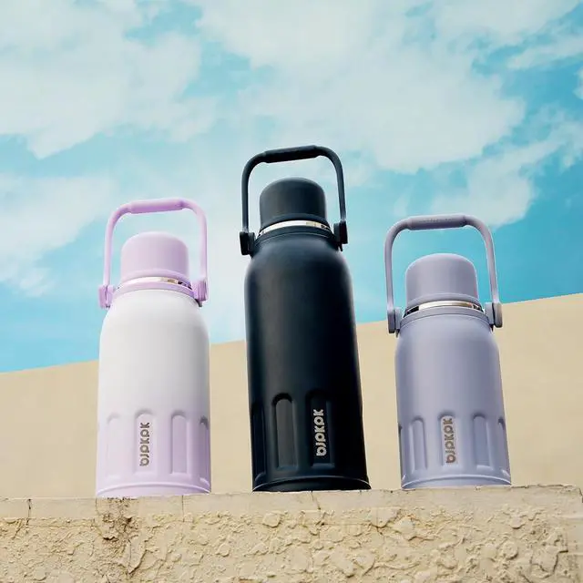 Alt view image 6 of 6 - BJPKPK Insulated Water Bottle 40oz Stainless Steel Water Bottles with Handle and Lid Dishwasher Safe Metal Thermos for Sports,Purple Pearl