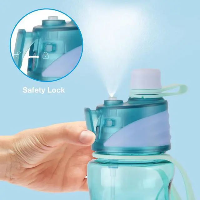 Alt view image 2 of 7 - FEIJIAN Mist & Sip Water Bottle, 32oz - BPA-Free, Leakproof & Lightweight, Ideal for Fitness & Outdoor, Blue