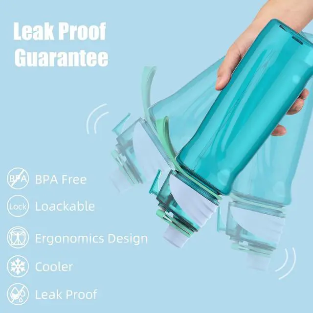 Alt view image 3 of 7 - FEIJIAN Mist & Sip Water Bottle, 32oz - BPA-Free, Leakproof & Lightweight, Ideal for Fitness & Outdoor, Blue