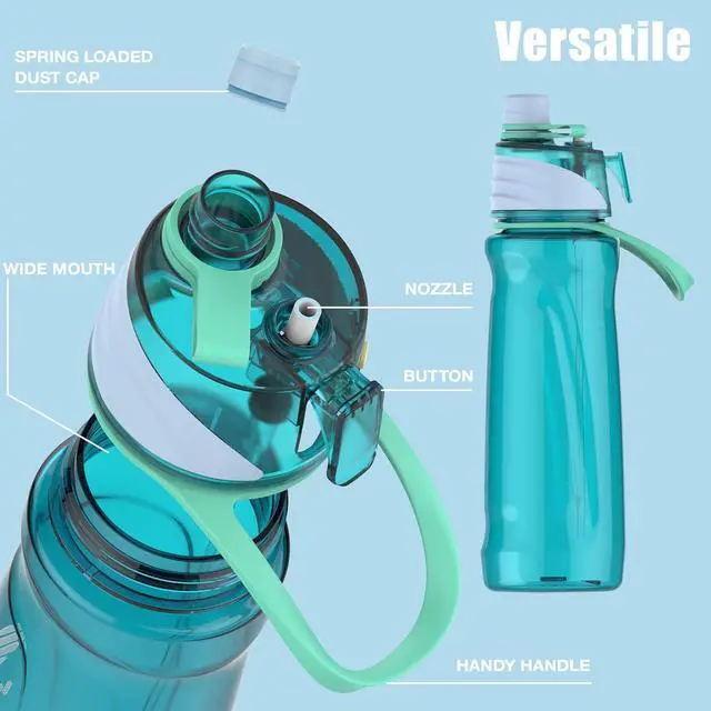 Alt view image 4 of 7 - FEIJIAN Mist & Sip Water Bottle, 32oz - BPA-Free, Leakproof & Lightweight, Ideal for Fitness & Outdoor, Blue