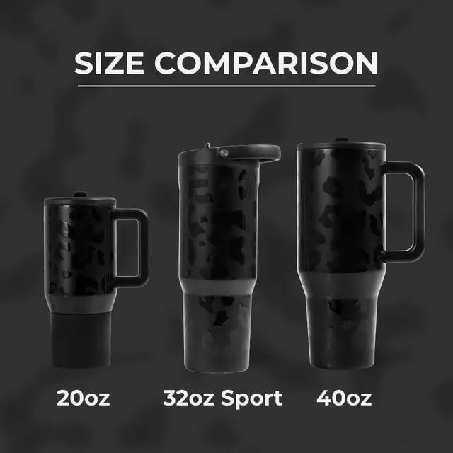Alt view image 4 of 6 - HydroJug Sport - Stainless Steel Tumbler with Straw, Vacuum Insulated, 32oz Leakproof Water Bottle, Ergonomic Design, Reusable, Dishwasher Safe, Rubber Base, Durable for Gym or Outdoors, Black Leopard