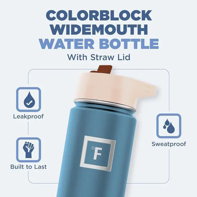 Alt view image 2 of 7 - IRON °FLASK Camping & Hiking Hydration Flask with Straw Lid & Boot - Stainless Steel, Double Walled & Vacuum Insulated Water Bottle - Leak Proof & BPA Free (Azure Mist, Straw - 22 oz)