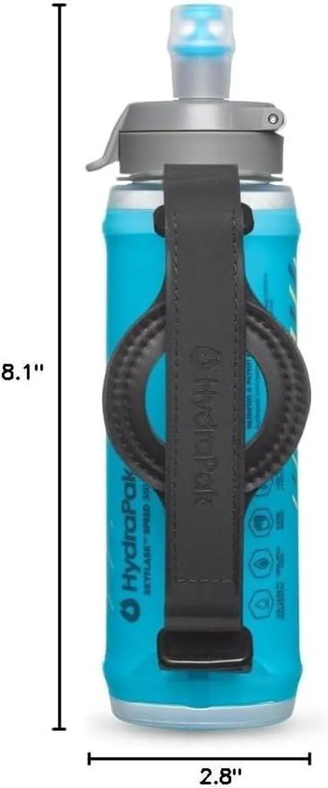 Alt view image 7 of 7 - HydraPak SkyFlask Speed - Collapsible Handheld Running Water Bottle (350ml, 500ml, 500ml Insulated) - Adjustable Strap, Lightweight, Spill-Proof Cap