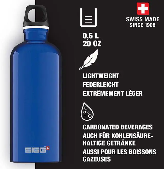 Alt view image 2 of 7 - SIGG - Aluminum Water Bottle - Traveller - Made in Switzerland - Carbonated Drinks - Recycled - BPA-Free - 20Oz / 34Oz