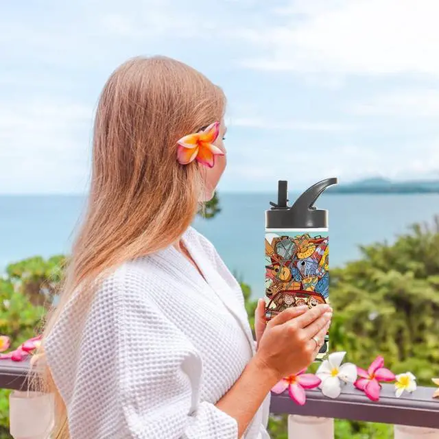 Alt view image 5 of 6 - PYD Life 4 Pack Sublimation Sports Kids Water Bottle Blanks 16 OZ White Stainless Steel Vacuum Flask Tumblers Cups with Sippy Up Lid and Straw for Tumbler Heat Press Sublimation Printing