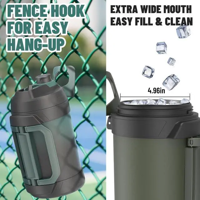 Alt view image 5 of 7 - Zukro 1 Gallon Water Jug, One Gallon Large Triple Wall Insulated Metal Jug With Straw and Spout, No Sweat 128 oz Stainless Steel Sport Water Bottle Keeps Cold 48 Hours for Outdoors, Navy Blue