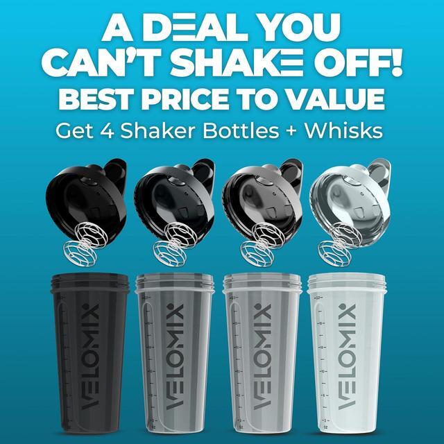Alt view image 4 of 7 - -4 PACK- 28 oz Protein Shaker Bottle for Protein Mixes - 4x Wire Whisk | Leak Proof Shaker Cups for Protein Shakes | Protein Shaker Bottle Pack | Protein Shake Cup(Silver Mix)
