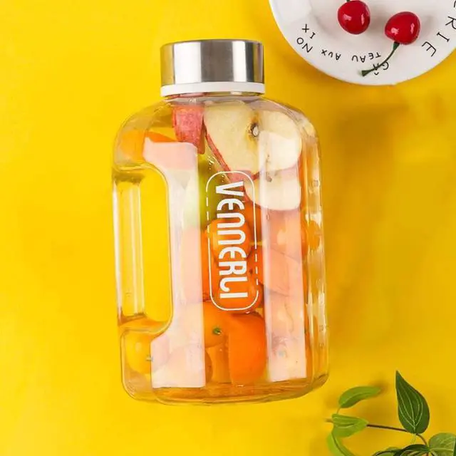 Alt view image 2 of 7 - VENNERLI Half Gallon Water Bottle with Handle BPA Free Sports Water Bottles 74oz Large Plastic Water Jug 2.2L Motivational for Outdoor Hiking Camping Running (Clear)