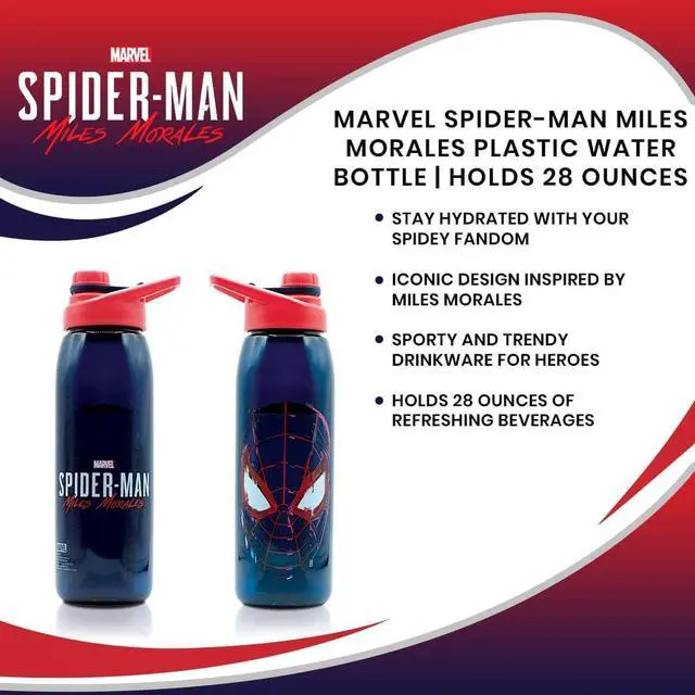 Alt view image 6 of 6 - Marvel Spider-Man Miles Morales 28-Ounce Sports Water Bottle | BPA-Free Plastic Water Jug With Leakproof Screw-Top Lid And Flip-Up Cap | Hydration For Outdoor Activities, Gym Fitness Gifts