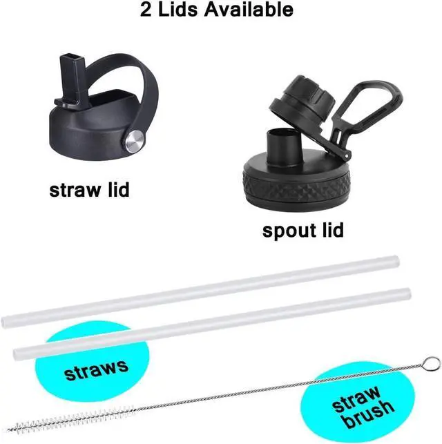 Alt view image 4 of 7 - SENDESTAR Water Bottle 32oz,2 Lids(Straw lid),Wide Mouth Stainless Steel Vacuum Insulated Double Wall Keep Liquids Cold or Hot All Day,Sweat Proof Sport Design,Fit Car Cup Holder(Black)