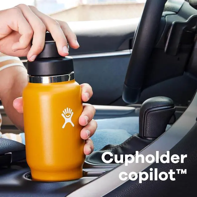 Alt view image 5 of 7 - HYDRO FLASK Wide Mouth vacuum insulated stainless steel cupholder water bottle with leakproof chug cap for cup holder, cold water drinks, sports, car