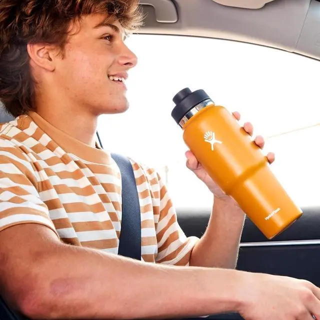Alt view image 7 of 7 - HYDRO FLASK Wide Mouth vacuum insulated stainless steel cupholder water bottle with leakproof chug cap for cup holder, cold water drinks, sports, car