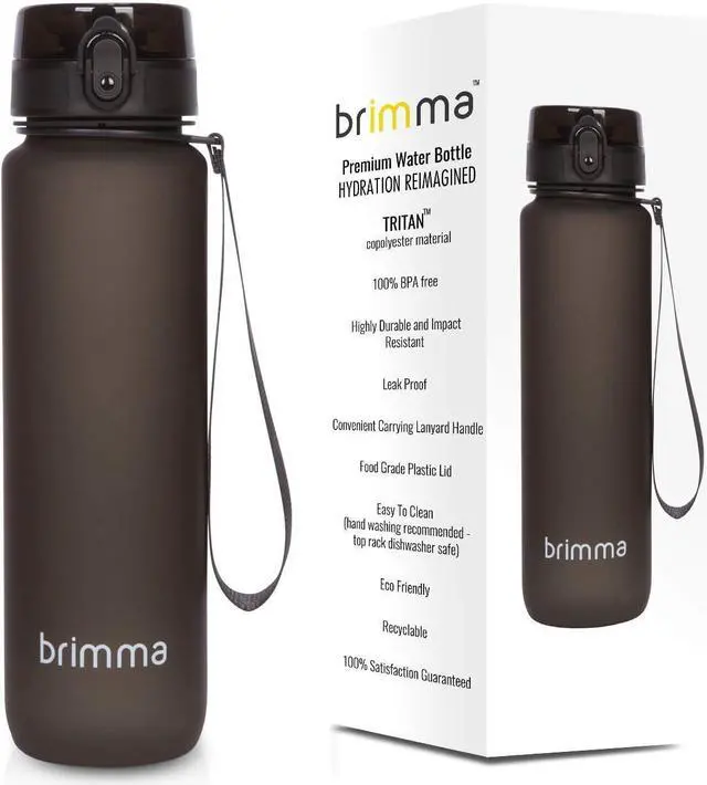 Main image of Brimma Premium Sports Water Bottle with Leak Proof Flip Top Lid - Eco Friendly & BPA Free Tritan Plastic - Must Have for The Gym, Yoga, Running, Outdoors, Cycling, and Camping