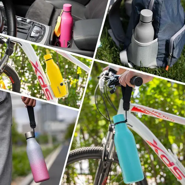 Alt view image 5 of 6 - BJPKPK Insulated Water Bottles, 25 oz Stainless Steel Metal Water Bottle with Strap, BPA Free Leak Proof Thermo, Mugs, Flasks, Reusable Water Bottle for Sports & Travel, Blue Black