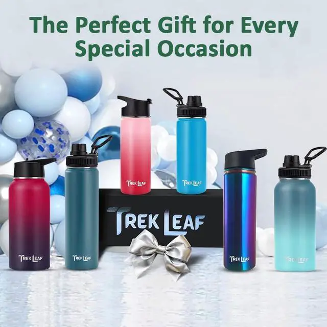 Alt view image 7 of 7 - Travel Water Bottle with 3 Lids (Spout, Straw, Flip) Leak Proof, Quality, Vacuum Insulated, Stainless Steel (Black, 32 oz)