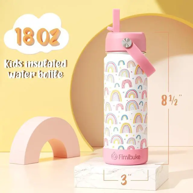Alt view image 2 of 7 - Fimibuke Kids Insulated Water Bottle, 18oz BPA FREE 18/8 Stainless Steel Kids Cup with Straw Travel Tumbler Double Wall Vacuum Leak Proof Toddler Water Bottle for School Boys Girls(1 Pack, Unicorn)
