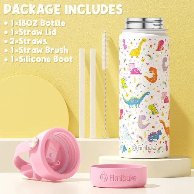 Alt view image 6 of 7 - Fimibuke Kids Insulated Water Bottle, 18oz BPA FREE 18/8 Stainless Steel Kids Cup with Straw Travel Tumbler Double Wall Vacuum Leak Proof Toddler Water Bottle for School Boys Girls(1 Pack, Unicorn)