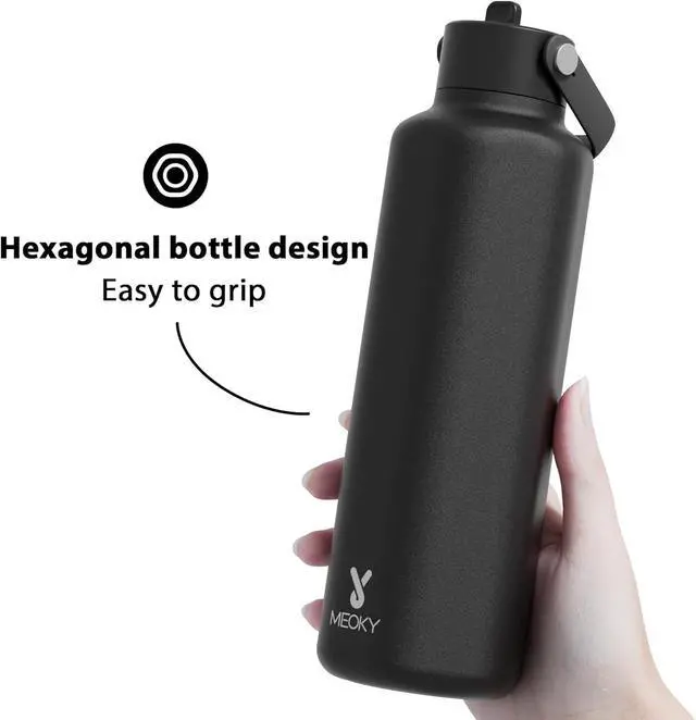 Alt view image 4 of 7 - Meoky Insulated Water Bottle for Men: 24 oz Stainless Steel Water Bottle with Straw and Flip Lid for Work Sports - Commuters Gym Enthusiasts, Night