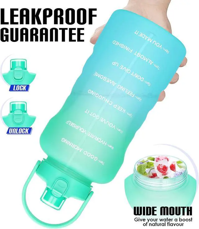 Alt view image 4 of 7 - HydroPal 1 Gallon Water Bottles with Straw, 128 oz / 3.8L Water Bottle BPA Free Innovative 2-IN-1 Lid Gym Bottle with Times to Drink Motivational, Large for Sports Fitness Camping Water Jug One Gallon