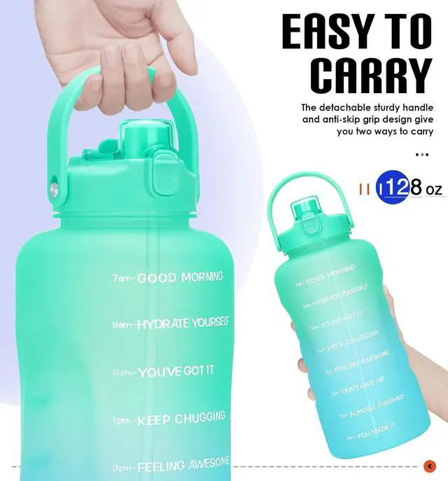 Alt view image 5 of 7 - HydroPal 1 Gallon Water Bottles with Straw, 128 oz / 3.8L Water Bottle BPA Free Innovative 2-IN-1 Lid Gym Bottle with Times to Drink Motivational, Large for Sports Fitness Camping Water Jug One Gallon