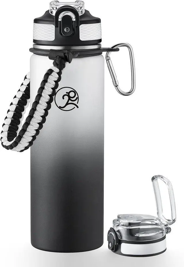 Main image of GOSWAG Insulated Sports Water Bottle, 24oz 2 Lids(with Straw/No Straw), Stainless Steel Water Bottles with Paracord Handle, Insulated Bottle with Double-Wall Vacuum Insulation