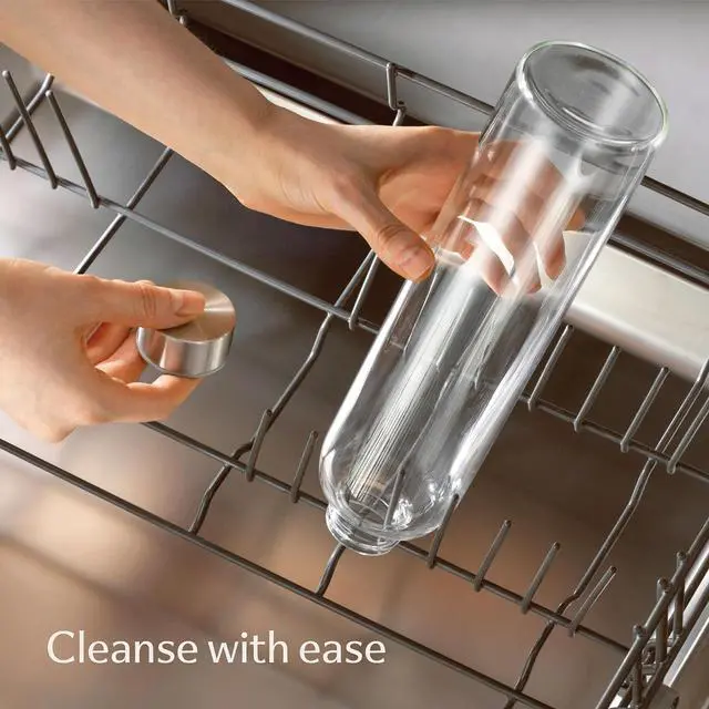 Alt view image 5 of 7 - Glass Water Bottle 25oz with Felt Sleeve - Dishwasher Safe - Leakproof Lid - BPA Free - Glass Bottles for Carbonated Beverage & Juicing (Anthracite)