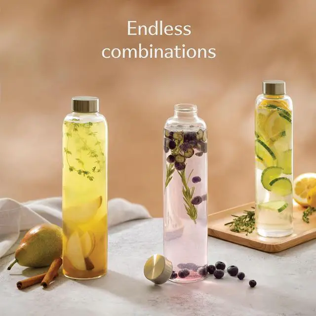 Alt view image 7 of 7 - Glass Water Bottle 25oz with Felt Sleeve - Dishwasher Safe - Leakproof Lid - BPA Free - Glass Bottles for Carbonated Beverage & Juicing (Anthracite)