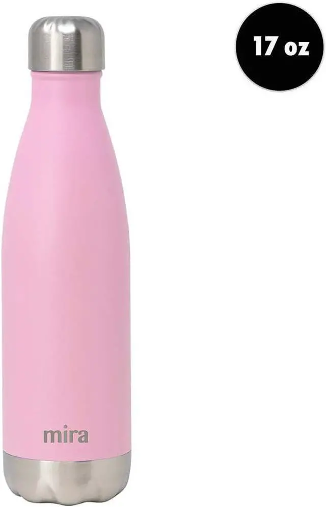 Alt view image 2 of 7 - MIRA 17 Oz Stainless Steel Vacuum Insulated Water Bottle - Double Walled Cola Shape Thermos - 24 Hours Cold, 12 Hours Hot - Reusable Metal Water Bottle - Leak-Proof Sports Flask - Rose Pink