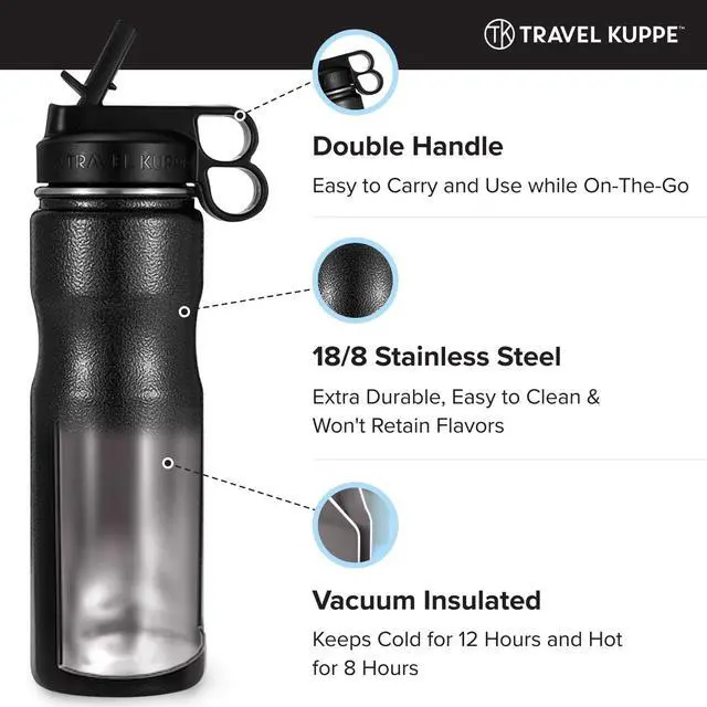 Alt view image 3 of 7 - Vacuum Insulated Cycling Sports Water Bottle | Bike Water Bottle Insulated w/Straw & Sip Lid | Stainless Steel Cycling Water Bottle | Sports Water Bottle Insulated & Scratch Resistant