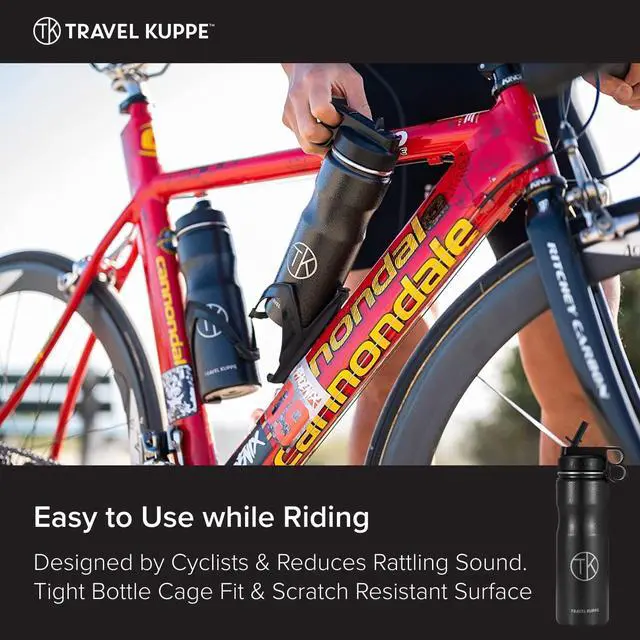 Alt view image 5 of 7 - Vacuum Insulated Cycling Sports Water Bottle | Bike Water Bottle Insulated w/Straw & Sip Lid | Stainless Steel Cycling Water Bottle | Sports Water Bottle Insulated & Scratch Resistant