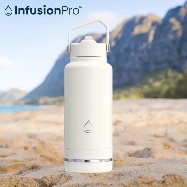 Alt view image 6 of 7 - Infusion Pro Fruit Infuser Water Bottle with Straw Lid (32 oz) Stainless Steel Vacuum Insulated : 50 Recipe Fruit Infusion eBook : Large Infuser for More Flavor : Easy Cleaning : Great Gift