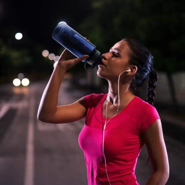 Alt view image 7 of 7 - SHOKE 1 Liter Water Bottle, 32oz BPA Free Non-Toxic Tritan Wide Mouth Leakproof Large Sports Water Bottles with Handle, Gym Space Cup For Fitness Yoga Workouts Hiking with Sponge Bottle Brush