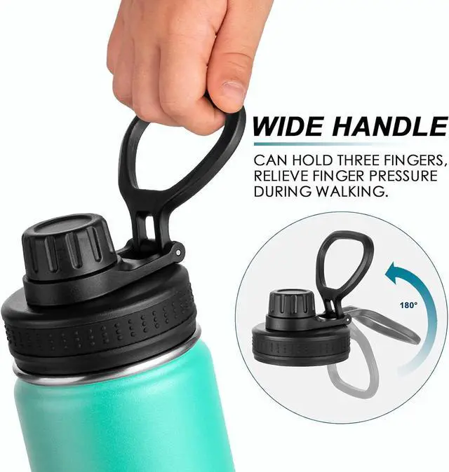 Alt view image 5 of 7 - koodee Water Bottle for School 2 Pack 12 oz Stainless Steel Vacuum Insulated Wide Mouth Sports Water Bottle with Leakproof Spout Lid (Fuchsia Red-Teal)